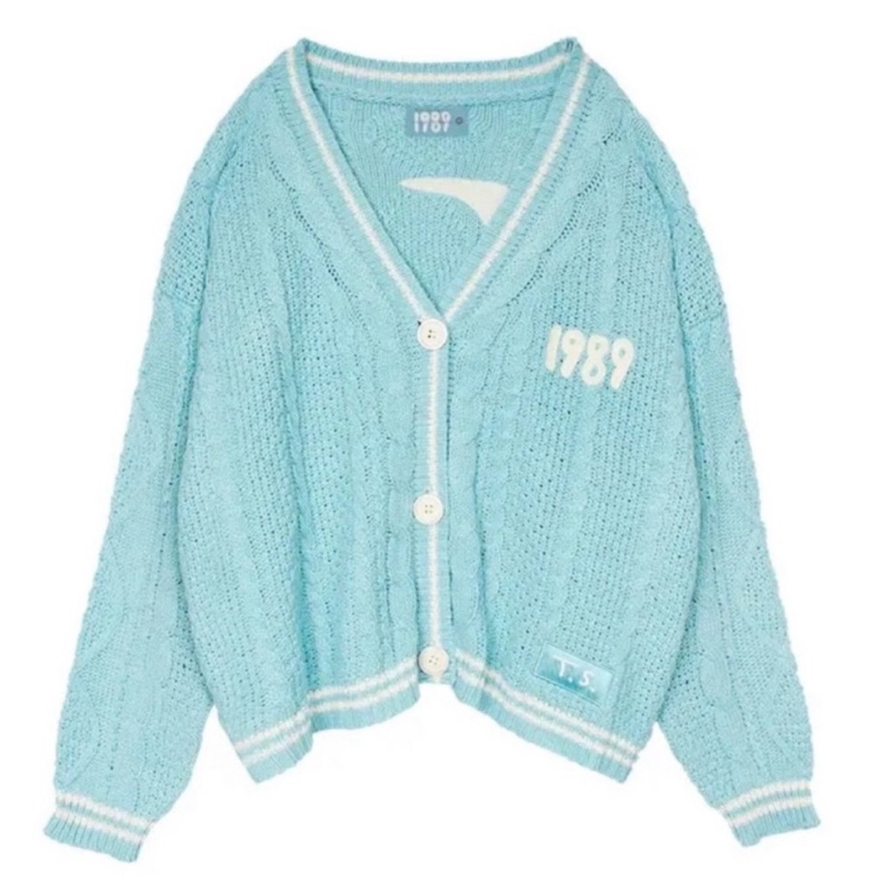 Taylor Swift Sky Blue Cable Knit Cardigan
